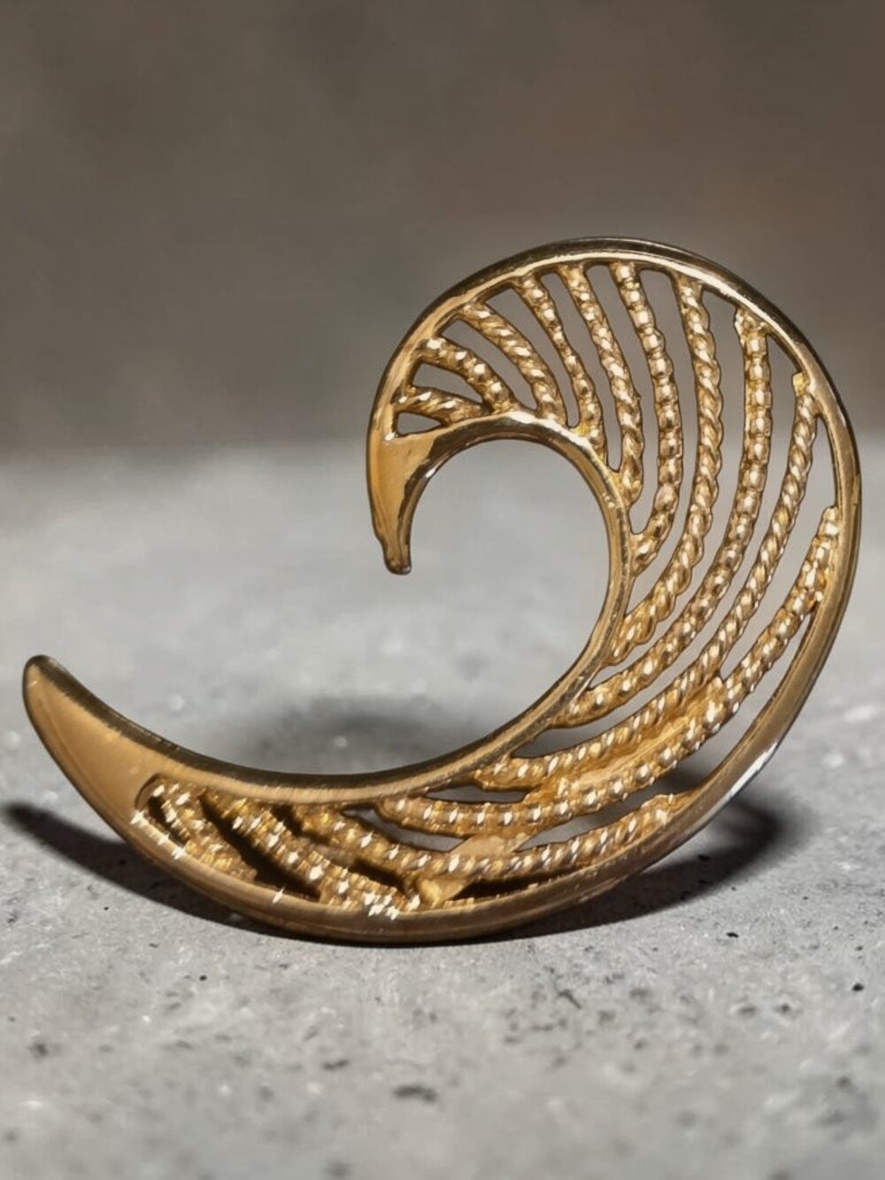Vintage Gold Tone Cresent 2.5" Brooch